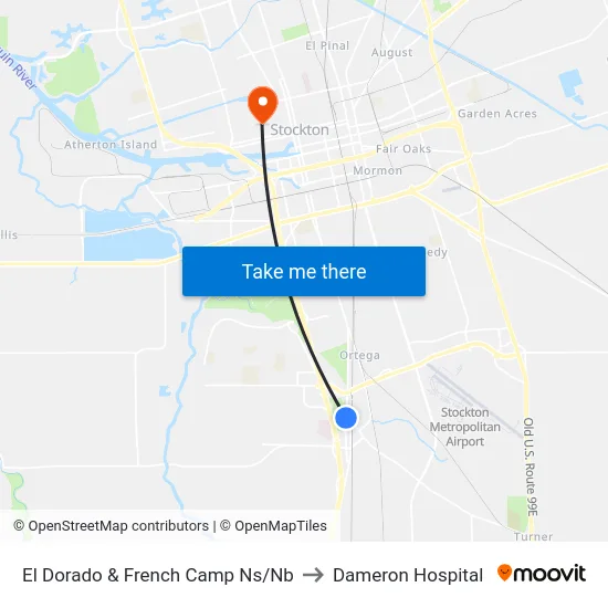 El Dorado & French Camp Ns/Nb to Dameron Hospital map