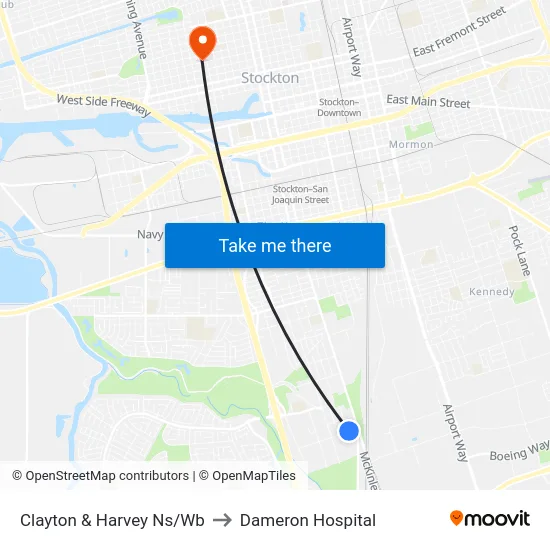 Clayton & Harvey Ns/Wb to Dameron Hospital map