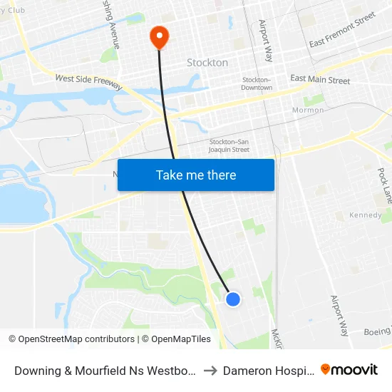 Downing & Mourfield Ns Westbound to Dameron Hospital map
