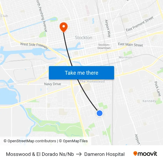 Mosswood & El Dorado Ns/Nb to Dameron Hospital map