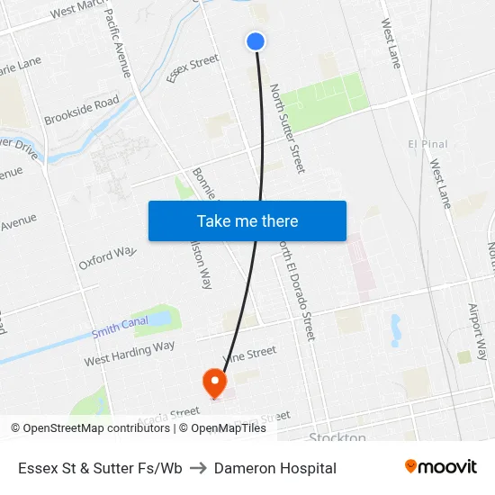 Essex St & Sutter Fs/Wb to Dameron Hospital map