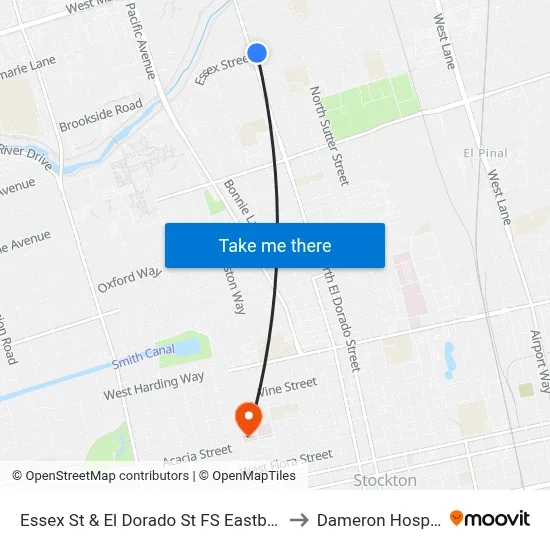 Essex St & El Dorado St FS Eastbound to Dameron Hospital map