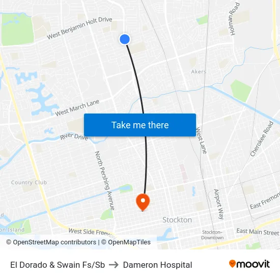 El Dorado & Swain Fs/Sb to Dameron Hospital map
