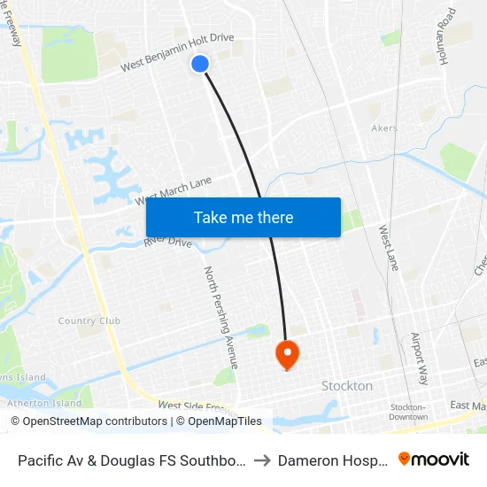 Pacific Av & Douglas FS Southbound to Dameron Hospital map