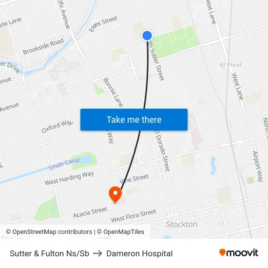 Sutter & Fulton Ns/Sb to Dameron Hospital map
