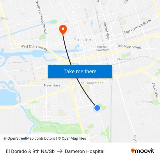 El Dorado & 9th Ns/Sb to Dameron Hospital map