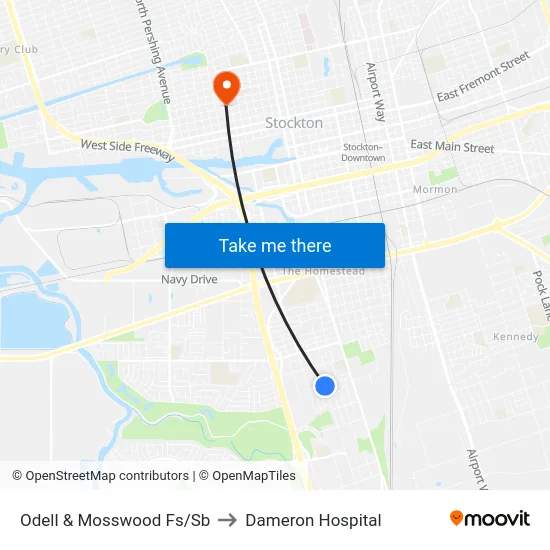 Odell & Mosswood Fs/Sb to Dameron Hospital map