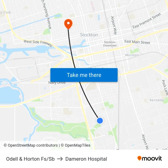 Odell & Horton Fs/Sb to Dameron Hospital map