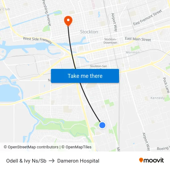 Odell & Ivy Ns/Sb to Dameron Hospital map