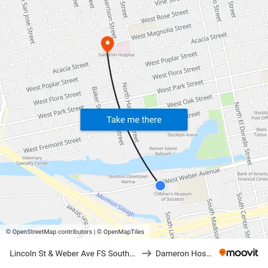 Lincoln St & Weber Ave FS Southbound to Dameron Hospital map