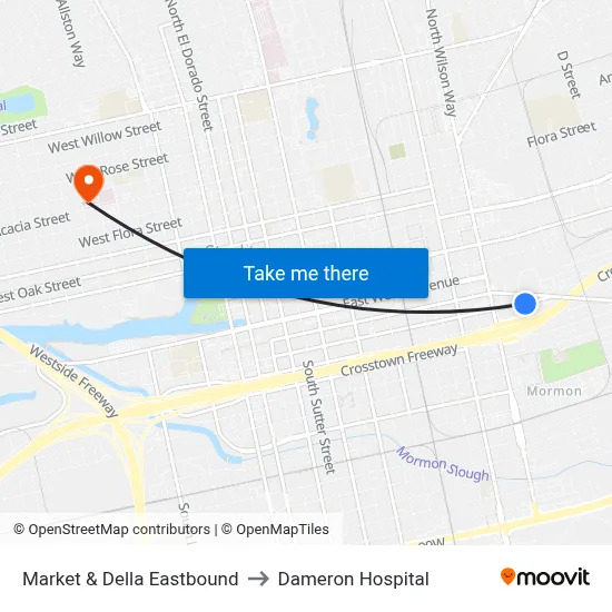 Market & Della Eastbound to Dameron Hospital map