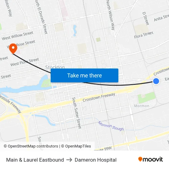 Main & Laurel Eastbound to Dameron Hospital map