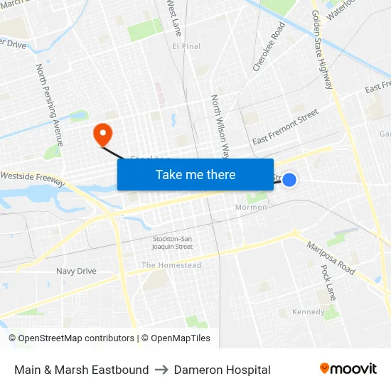 Main & Marsh Eastbound to Dameron Hospital map