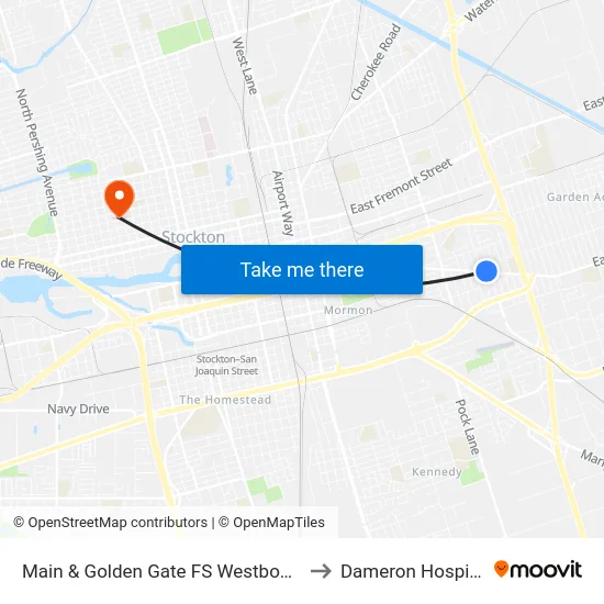 Main & Golden Gate FS Westbound to Dameron Hospital map