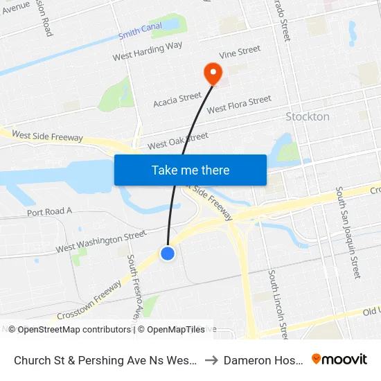 Church St & Pershing Ave Ns Westbound to Dameron Hospital map