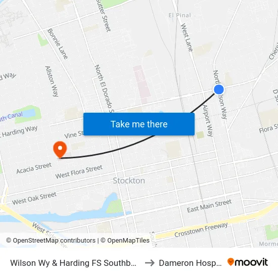 Wilson Wy & Harding FS Southbound to Dameron Hospital map