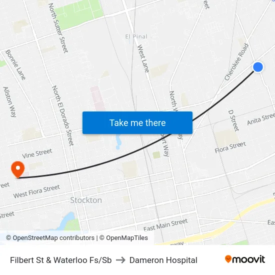 Filbert St & Waterloo Fs/Sb to Dameron Hospital map