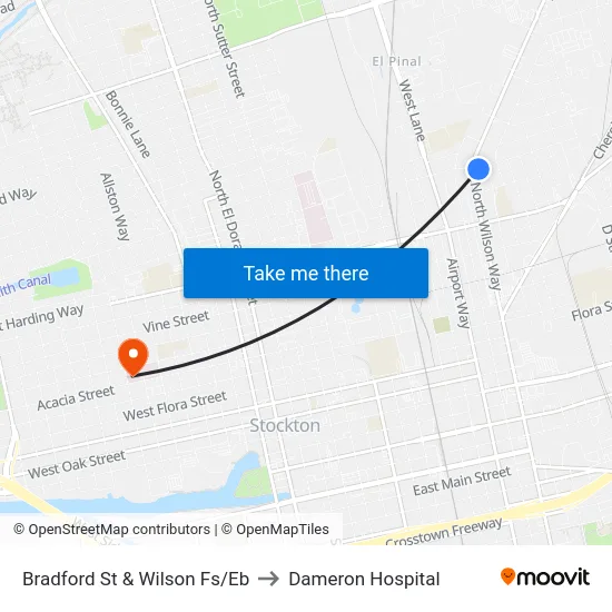 Bradford St & Wilson Fs/Eb to Dameron Hospital map