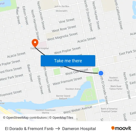 El Dorado & Fremont Fsnb to Dameron Hospital map