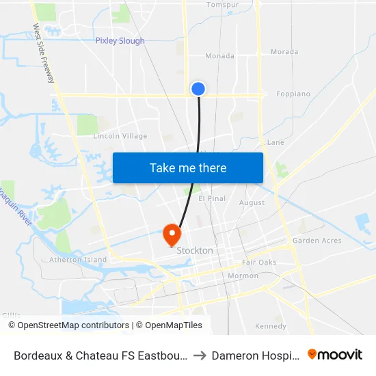Bordeaux & Chateau FS Eastbound to Dameron Hospital map
