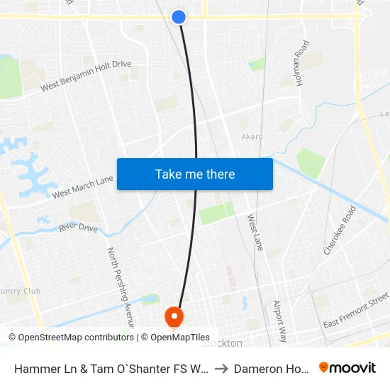 Hammer Ln & Tam O`Shanter FS Westbound to Dameron Hospital map