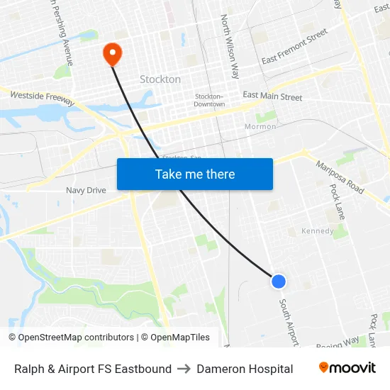 Ralph & Airport FS Eastbound to Dameron Hospital map