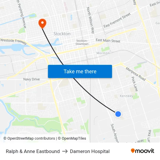 Ralph & Anne Eastbound to Dameron Hospital map