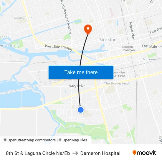 8th St & Laguna Circle Ns/Eb to Dameron Hospital map