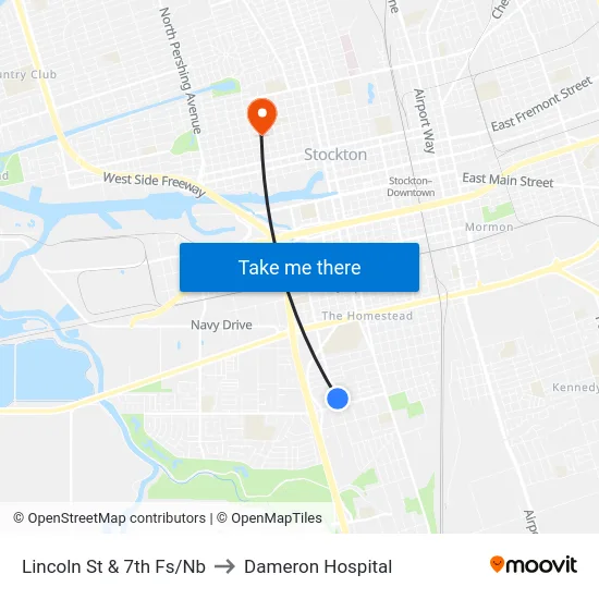 Lincoln St & 7th Fs/Nb to Dameron Hospital map