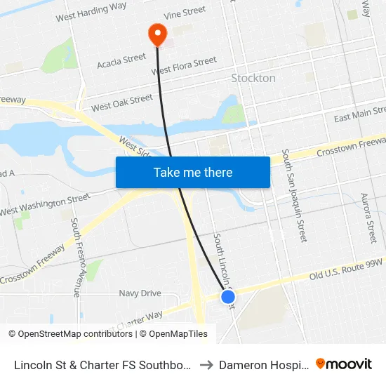 Lincoln St & Charter FS Southbound to Dameron Hospital map