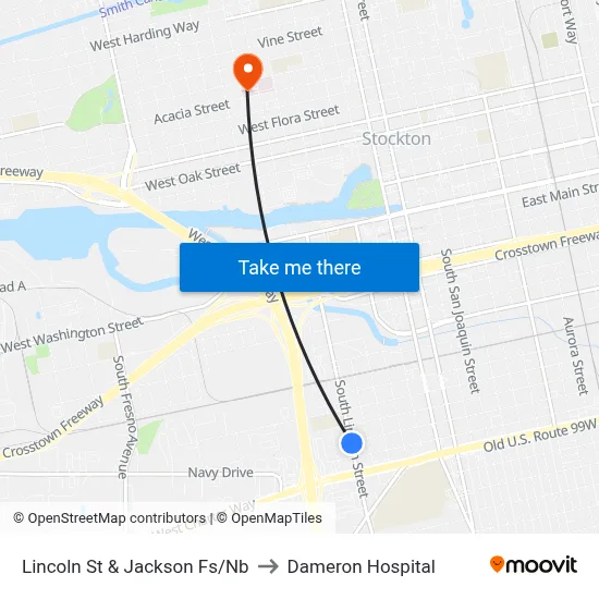 Lincoln St & Jackson Fs/Nb to Dameron Hospital map