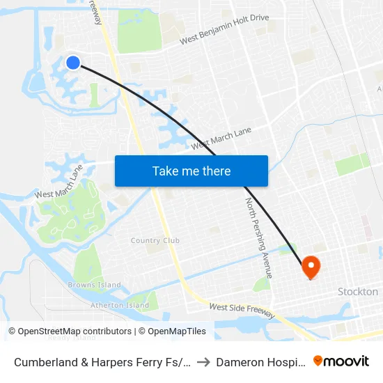 Cumberland & Harpers Ferry Fs/Nb to Dameron Hospital map