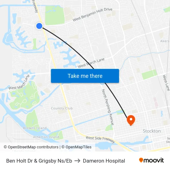 Ben Holt Dr & Grigsby Ns/Eb to Dameron Hospital map