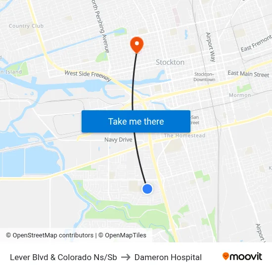 Lever Blvd & Colorado Ns/Sb to Dameron Hospital map