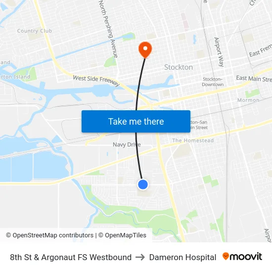 8th St & Argonaut FS Westbound to Dameron Hospital map
