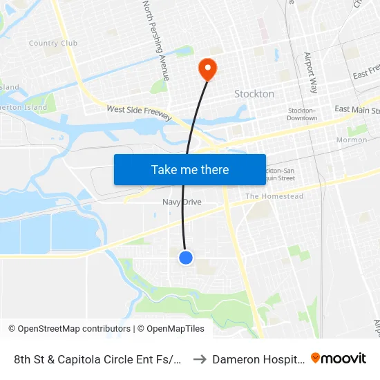 8th St & Capitola Circle Ent Fs/Wb to Dameron Hospital map