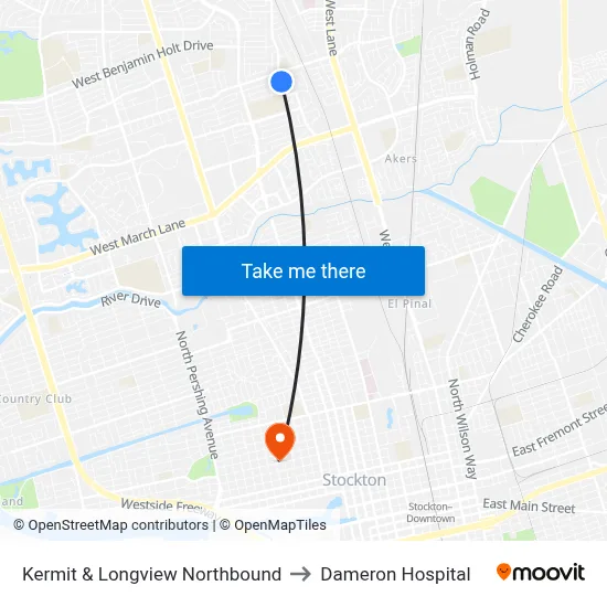 Kermit & Longview Northbound to Dameron Hospital map