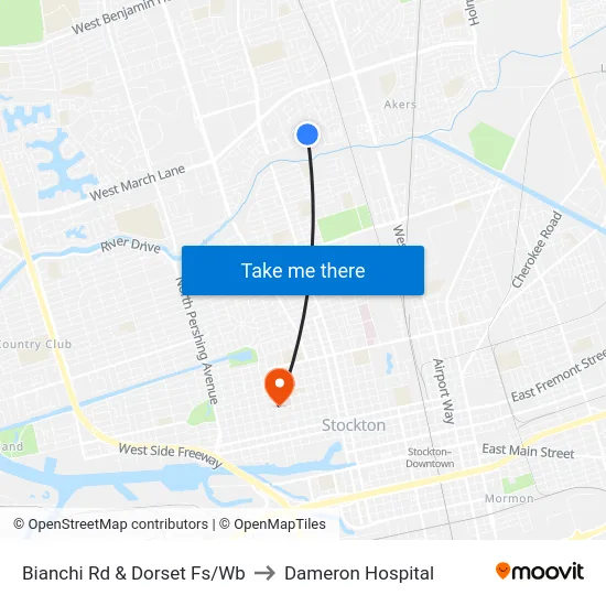 Bianchi Rd & Dorset Fs/Wb to Dameron Hospital map