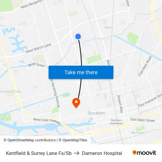 Kentfield & Surrey Lane Fs/Sb to Dameron Hospital map