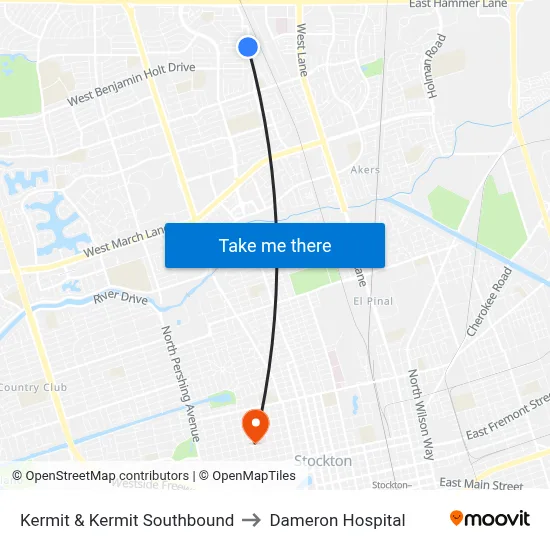 Kermit & Kermit Southbound to Dameron Hospital map