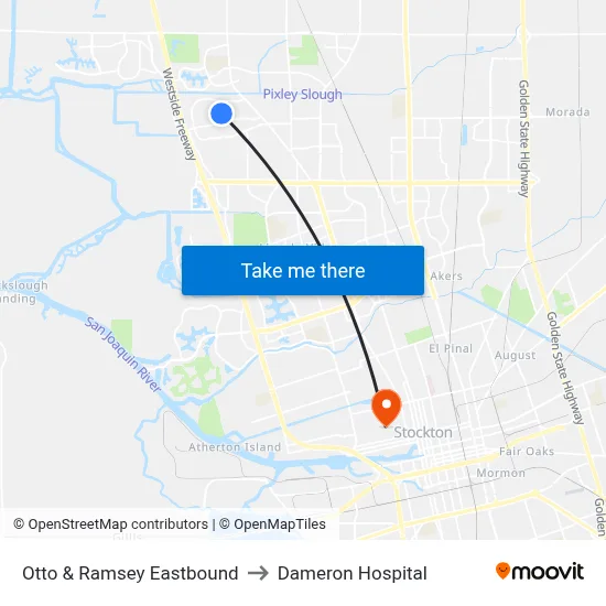 Otto & Ramsey Eastbound to Dameron Hospital map