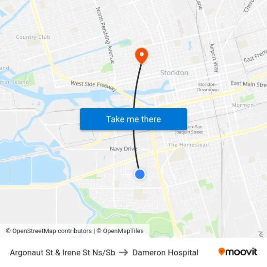 Argonaut St & Irene St Ns/Sb to Dameron Hospital map