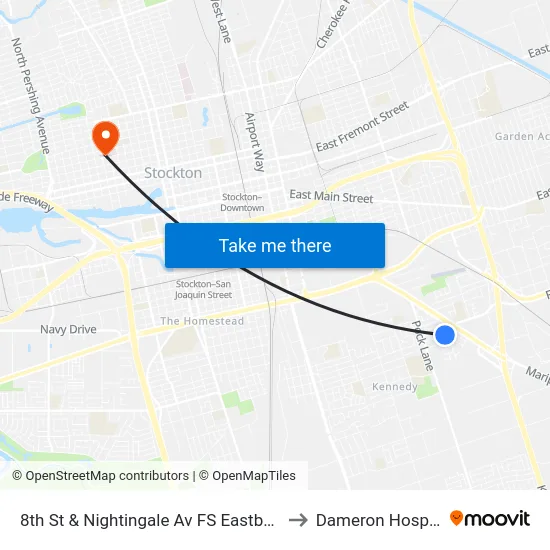 8th St & Nightingale Av FS Eastbound to Dameron Hospital map