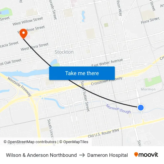 Wilson & Anderson Northbound to Dameron Hospital map