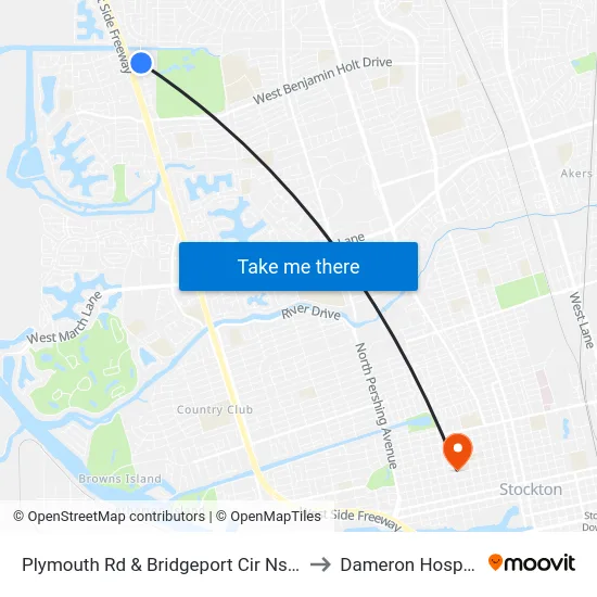 Plymouth Rd & Bridgeport Cir Ns/Nb to Dameron Hospital map