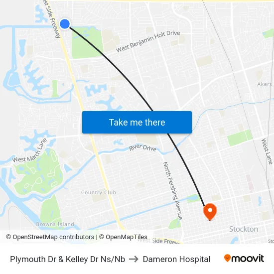 Plymouth Dr & Kelley Dr Ns/Nb to Dameron Hospital map