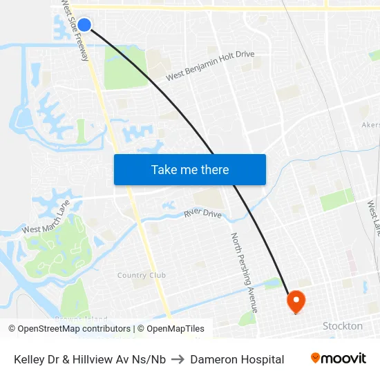 Kelley Dr & Hillview Av Ns/Nb to Dameron Hospital map
