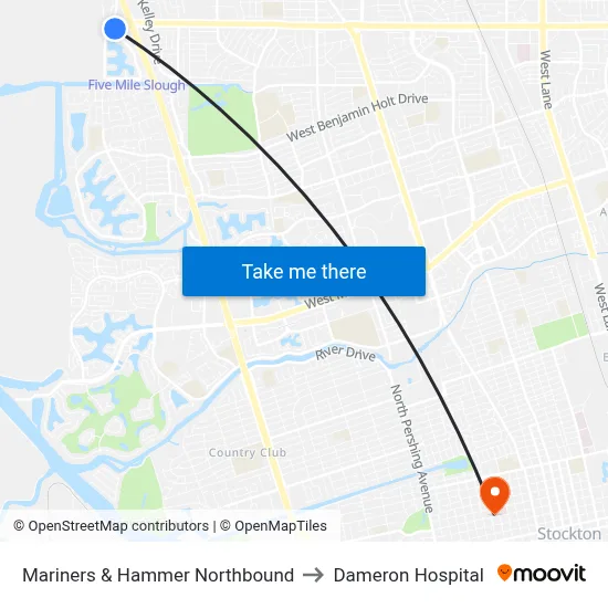 Mariners & Hammer Northbound to Dameron Hospital map