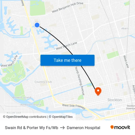 Swain Rd & Porter Wy Fs/Wb to Dameron Hospital map