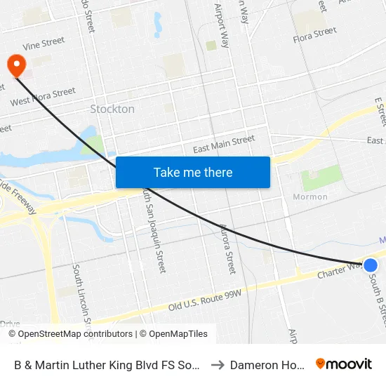 B & Martin Luther King Blvd FS Southbound to Dameron Hospital map